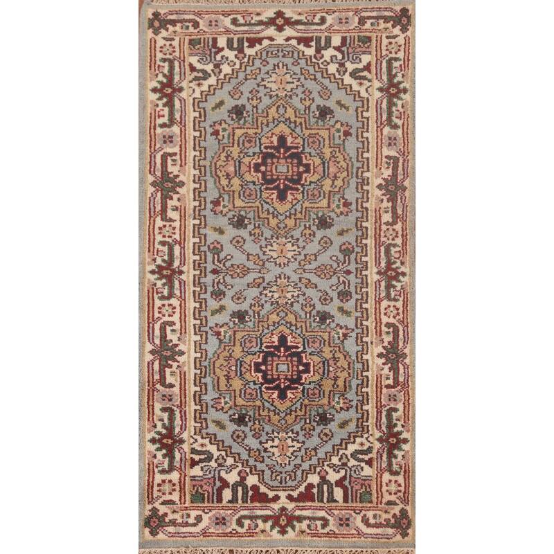 Grey Heriz-Serapi Accent Rug Hand-Knotted Traditional Wool Carpet - 2'6"x 5'11"