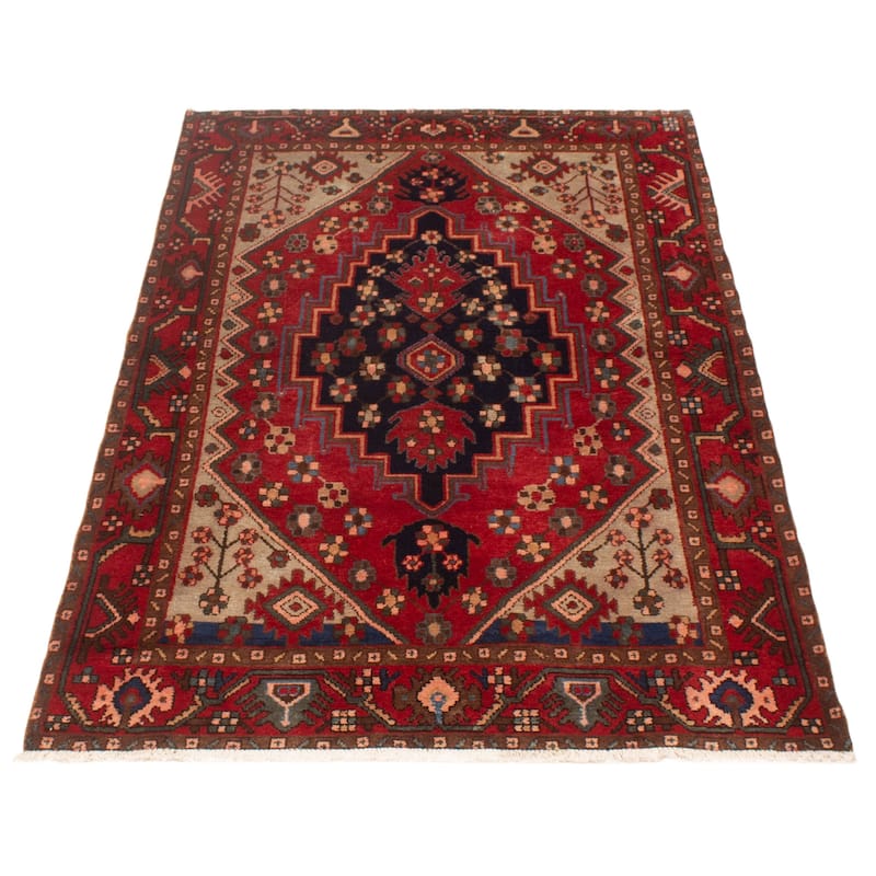 ECARPETGALLERY Hand-knotted Anatolian Vintage Red Wool Rug - 4'5 x 7'3