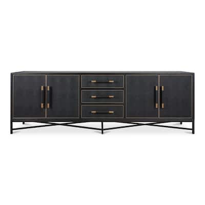 NADAAL STUDIOS Vaughn, Sideboard with Drawers, Shagreen Patterned Vegan Leather - 100"W x17.72"D x33.86"H