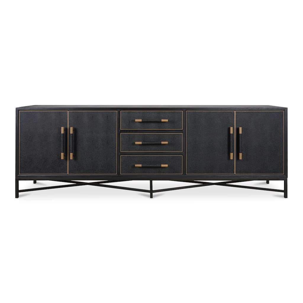 NADAAL STUDIOS Vaughn, Sideboard with Drawers, Shagreen Patterned Vegan Leather - 100"W x17.72"D x33.86"H