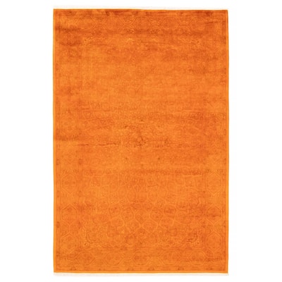 ECARPETGALLERY Hand-knotted Vibrance Orange Wool Rug - 6'0 x 9'1