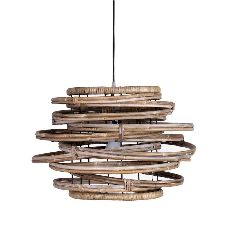 Natural Rattan Asymmetrical Hoop Pendant Light by East at Main - Large