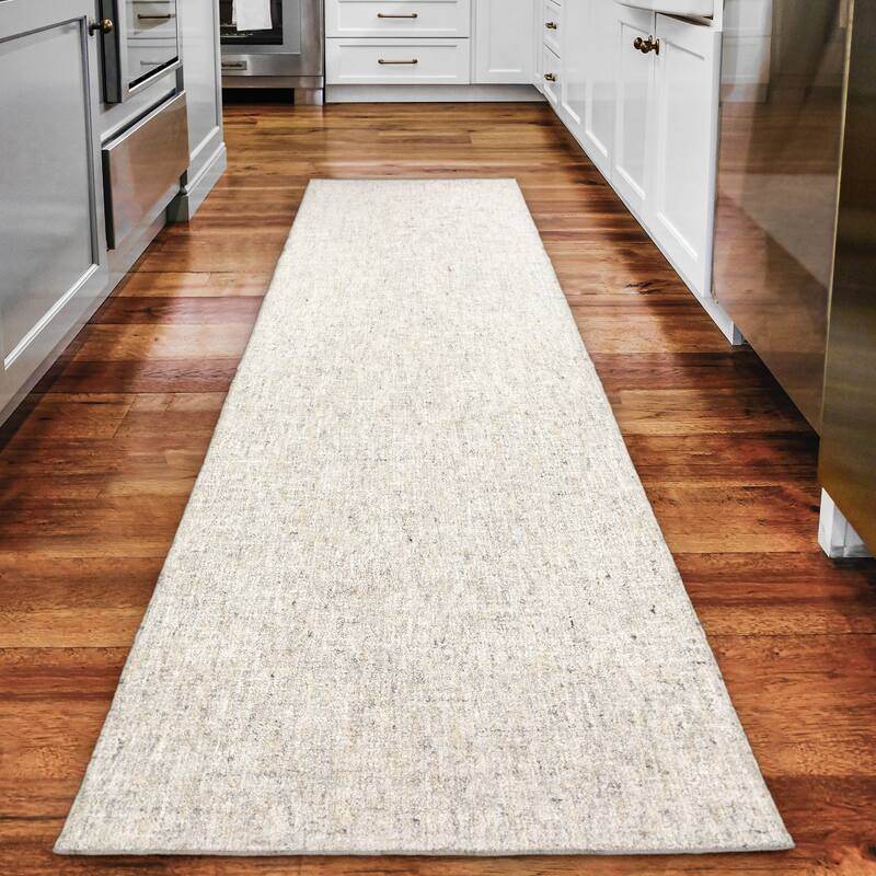 Addison Winslow Active Solid Wool and Viscose Area Rug - 2'3" x 7'6" - Grey/Cream/Ivory