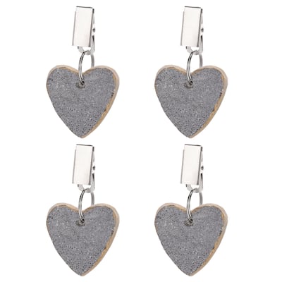 4PCS Marble Gold Heart Shape Tablecloth Weights with Metal Clip
