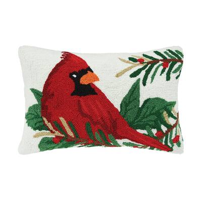 Cardinal Mistletoe Hooked Throw Pillow