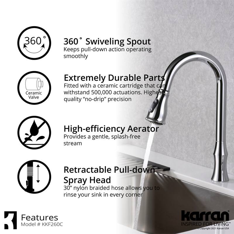 Karran Hillwood Single-Handle Pull-Down Sprayer Kitchen Faucet
