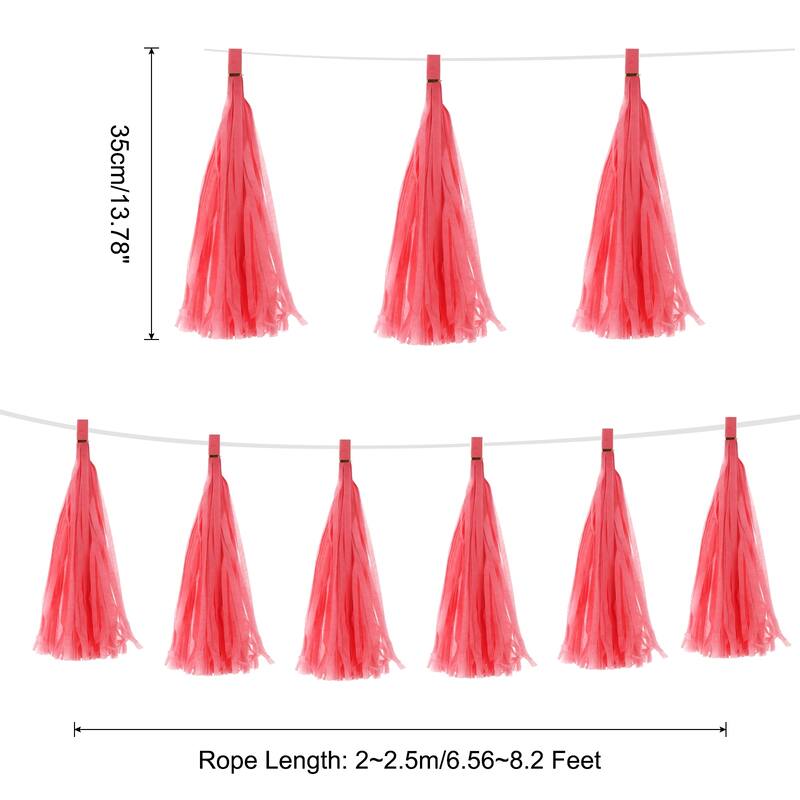 20Pcs Tassel Garland Banner with Rope - Light Red