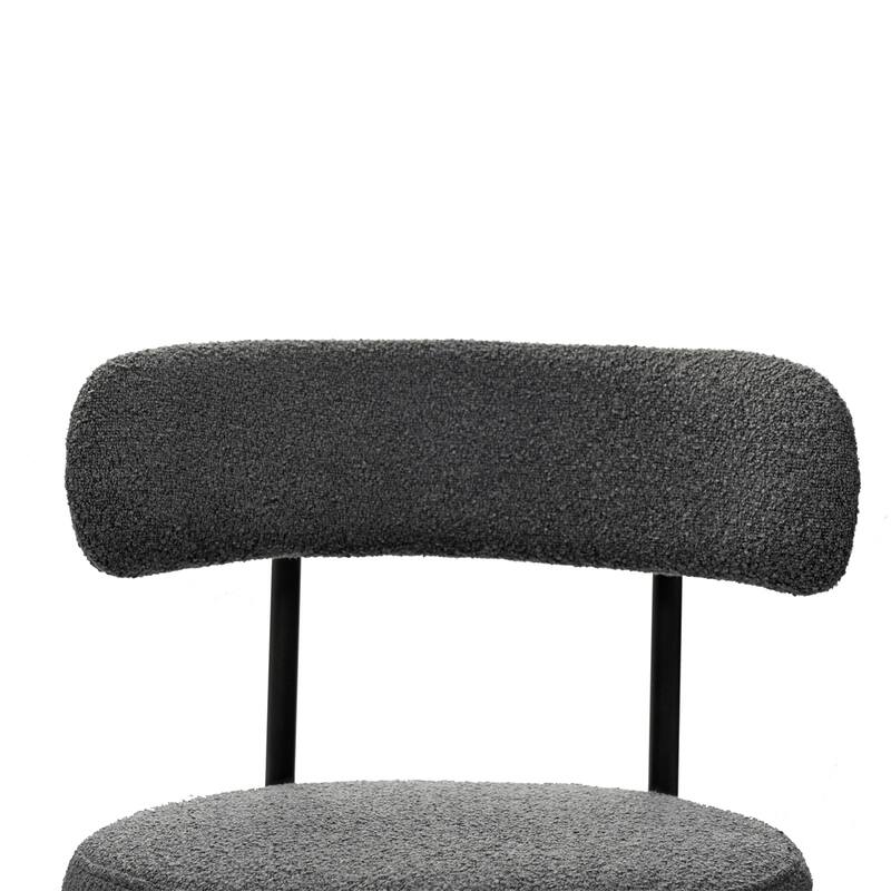 Boucle Dining Chairs Set of 2, Curved Backrest Chair
