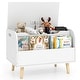 preview thumbnail 1 of 18, Costway Kids Wooden Toy Box with Front Bookshelf 4 Solid Wood Legs - See Details White