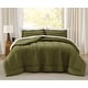preview thumbnail 1 of 2, Brooklyn Loom Oversized Cotton Percale 3 Piece Comforter Set Olive Green - Oversized King