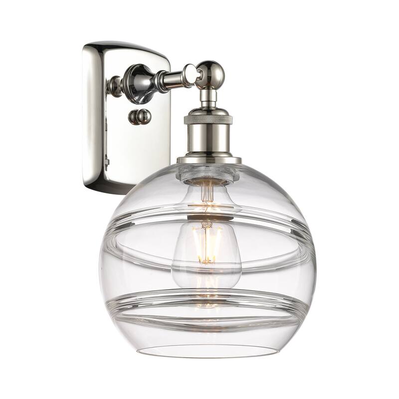 Innovations Lighting 516-1W-11-8 Rochester Sconce Rochester 11" Tall - Polished Nickel / Clear