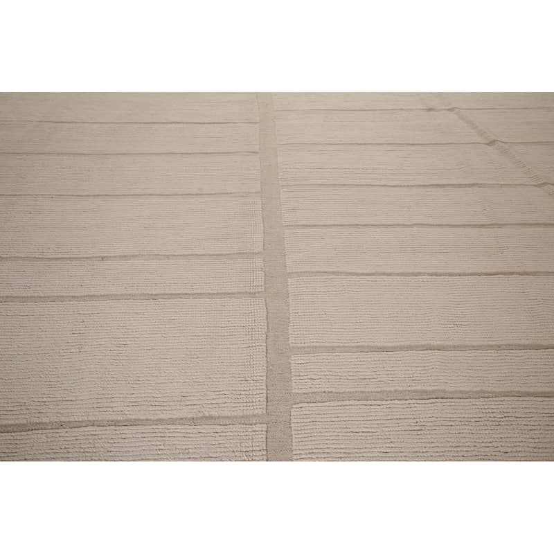 Ivory Moroccan Oriental Large Area Rug Handmade Wool Carpet - 12'1"x 15'11"