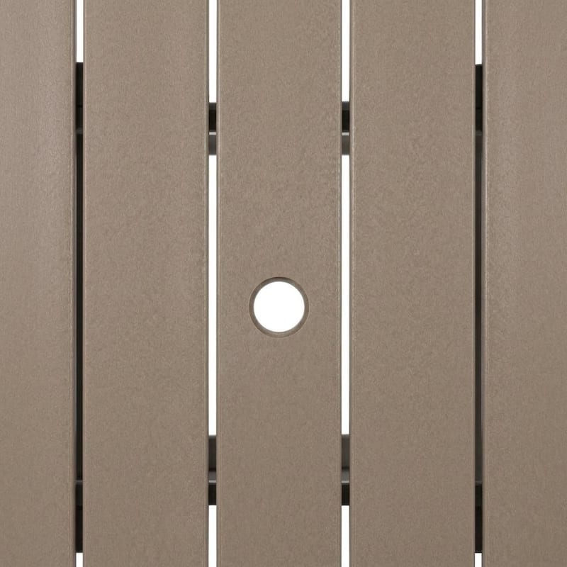 HDPE Bar-Height Outdoor Patio Pub Table, 42.1" Square High Top Bistro Table with Umbrella Hole, Weather-Resistant Slatted Top