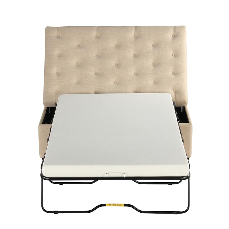 Roomfitters 49.6" Folding Ottoman Sleeper Sofa with Memory Foam Mattress and Tufted Design
