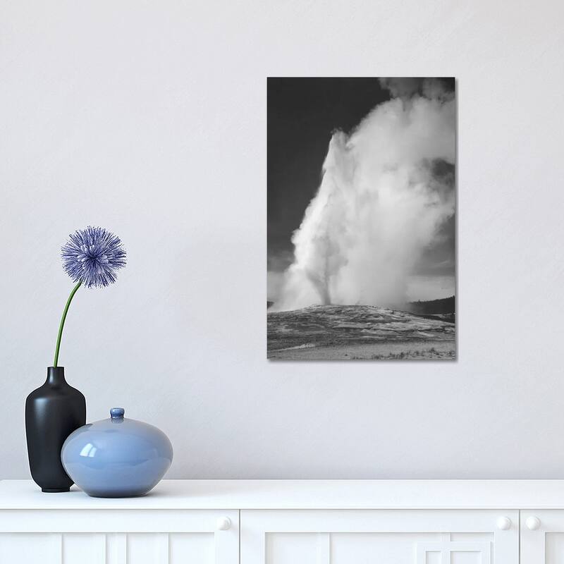 iCanvas "Old Faithful Geyser, Yellowstone National Park" by Ansel Adams Canvas Print - 18x12x1.5