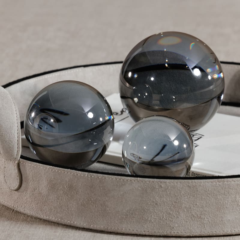 Decorative Crystal Glass Balls, Set of 2