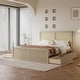 preview thumbnail 2 of 7, Full Wood Platform Bed with 4-Storage Drawers, Rattan Headboard, Easy Assembly, Nature