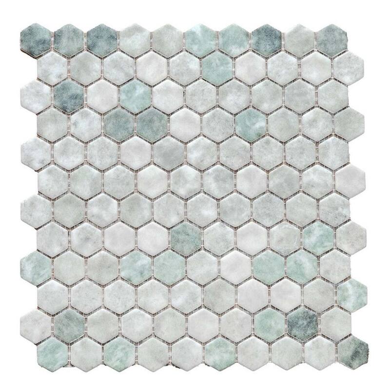 The Tile Life Eterna Hex 1x1 Glass Mosaic Floor & Backsplash Wall Tile