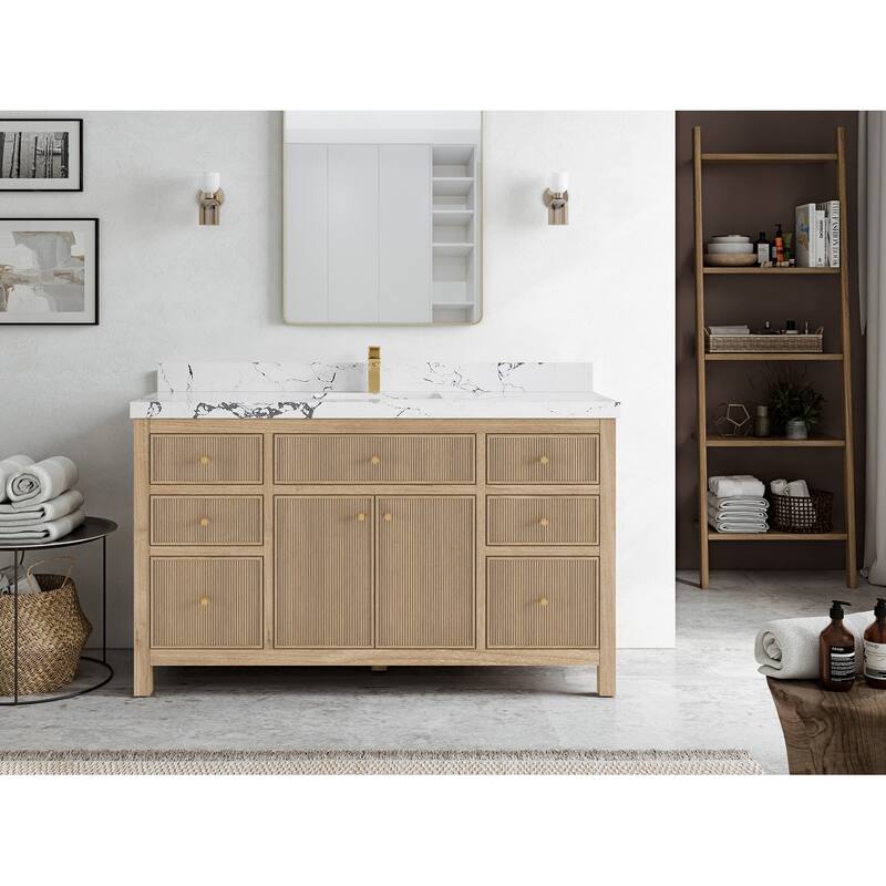 Willow Collections 60 in. W x 22 in. D Sonoma Teak Wood Single Sink Bathroom Vanity with Countertop
