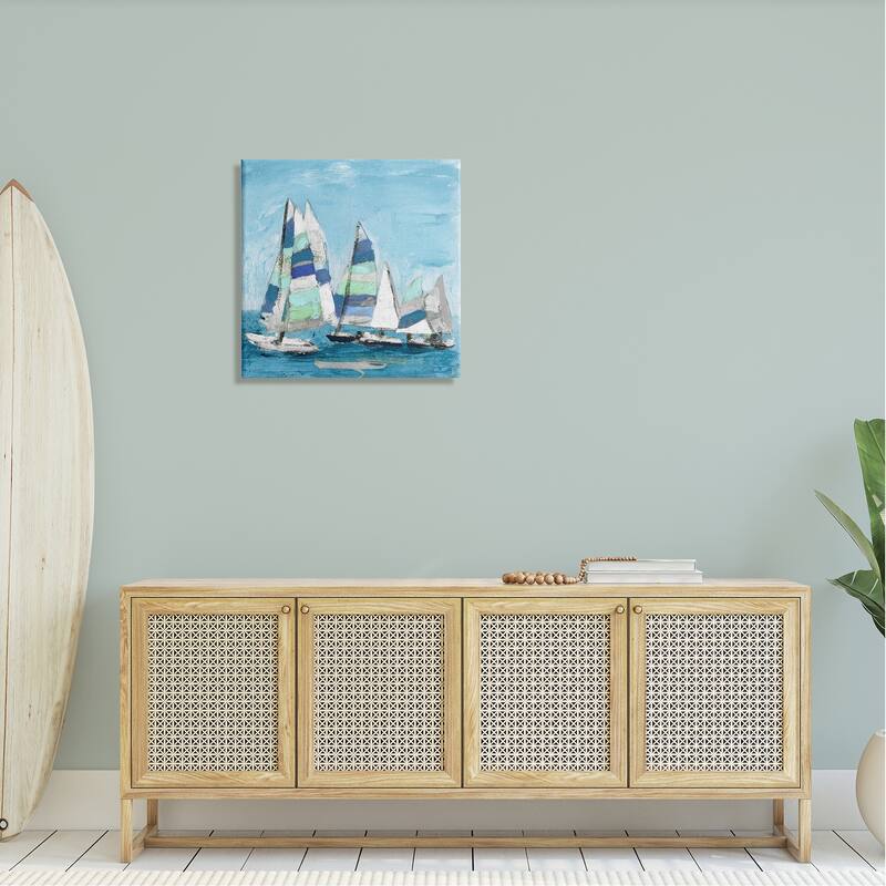 Stupell Nautical Striped Sail Boats Summertime Ocean Painting Canvas Wall Art, Design by Katrina Craven