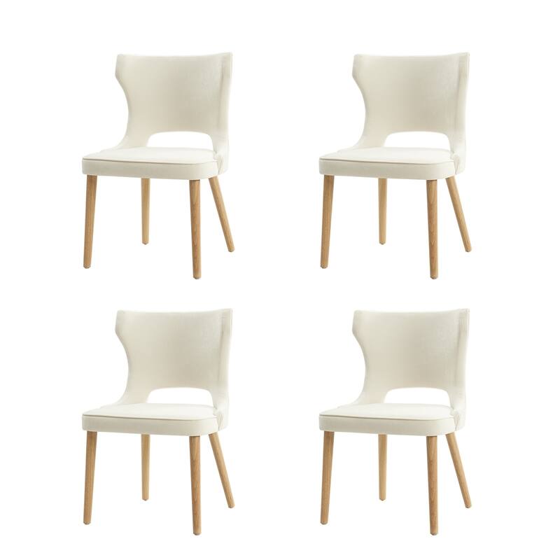 Rita Mid-century Modern Dining Chair with Solid Wood Legs Set of 4 by HULALA HOME