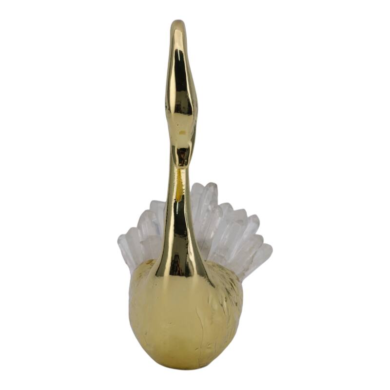 Metal Sitting Swan Sculpture with Tall Neck Elegant Home Decor