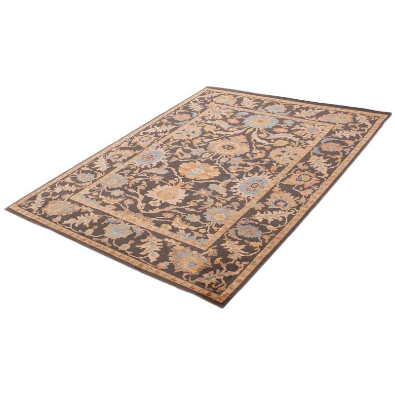 ECARPETGALLERY Hand-knotted Heritage Dark Grey Silk, Wool Rug - 7'3 x 9'10