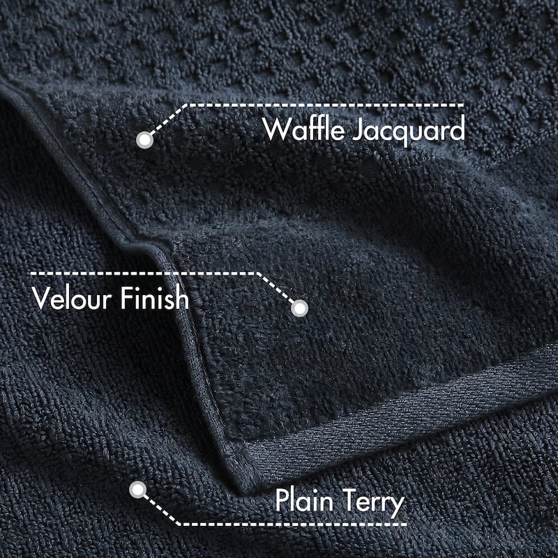 Madison Park Spa Waffle Cotton Waffle Jacquard Antimicrobial Bath Towel 6 Piece Set
