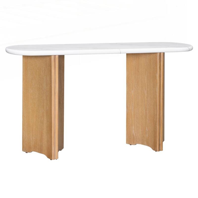 Entryway Table with Oval Faux Marble Top