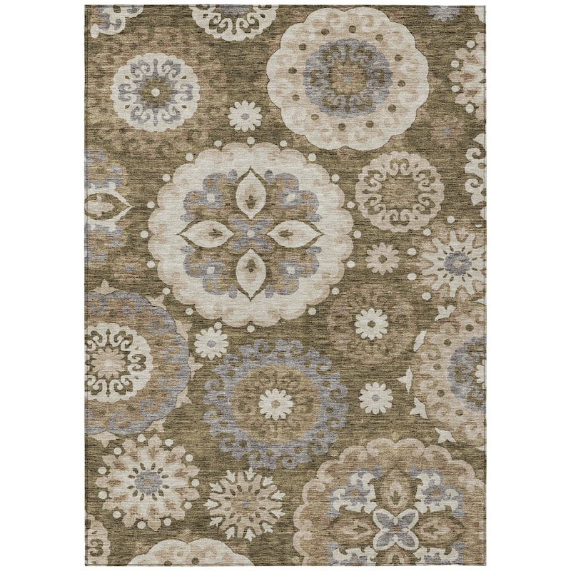 Machine Washable Indoor/ Outdoor Chantille Casual Medallion Rug