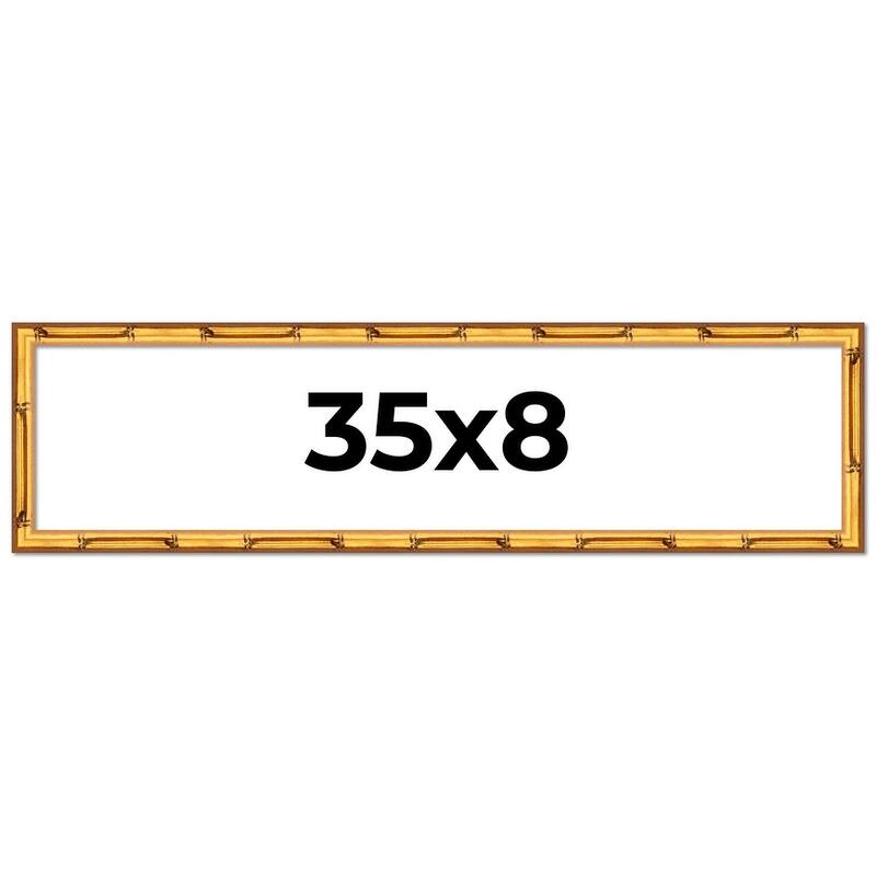 35x8 Frame Gold Bamboo Picture Frame Modern Photo Frame Includes UV Acrylic Shatter Guard Front Acid Free Foam Backing Board