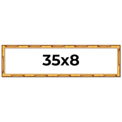 35x8 Frame Gold Bamboo Picture Frame Modern Photo Frame Includes UV Acrylic Shatter Guard Front Acid Free Foam Backing Board