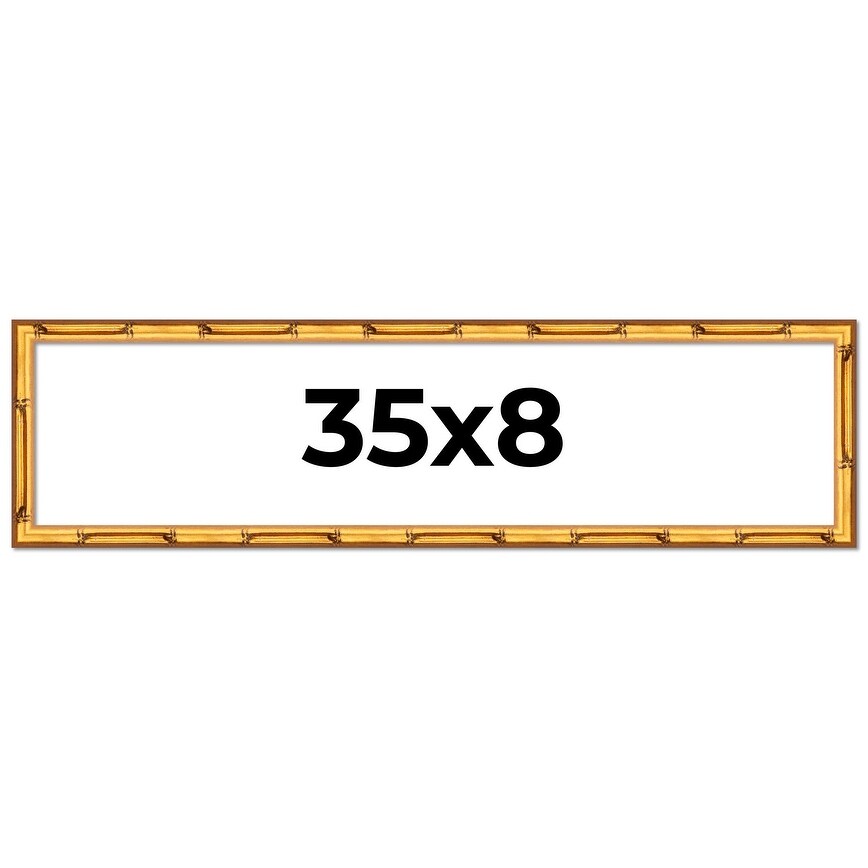 35x8 Frame Gold Bamboo Solid Wood Picture Frame | 1 Inch Moulding