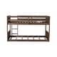 preview thumbnail 23 of 21, Twin Over Twin Floor Bunk Bed with Vintage Panel Headboard Built-in Ladder & Guardrails (250lb Capacity)