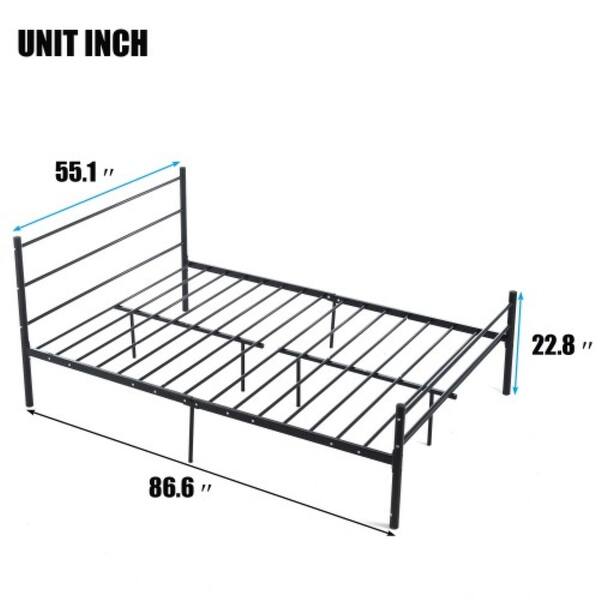 Shop Black Metal Platform Bed Frame With Headboard And Footboard