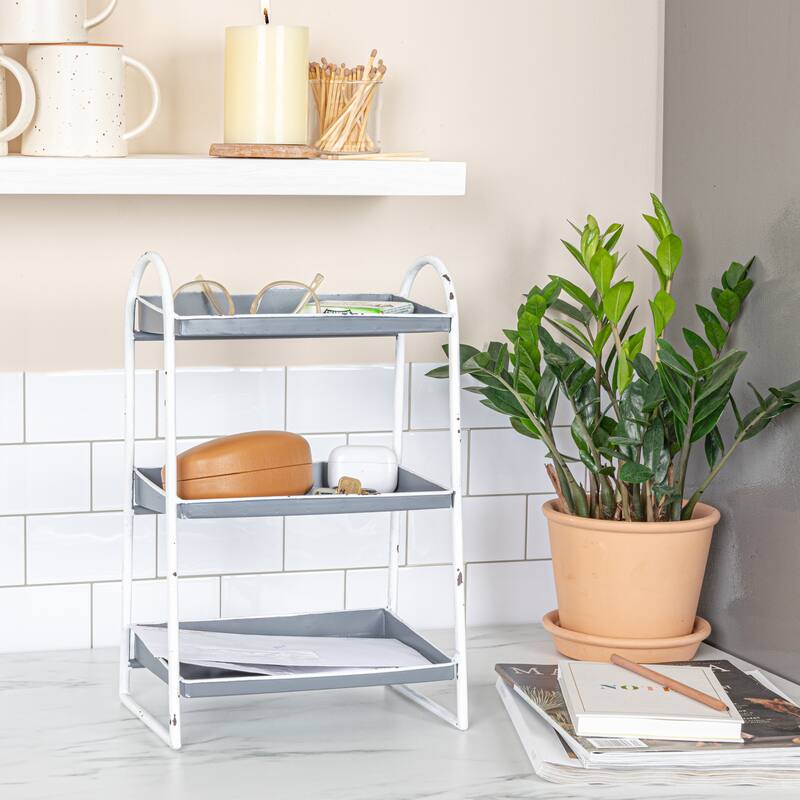 Metal Storage Caddy - Grey - 10.0"L x 6.3"W x 15.4"H