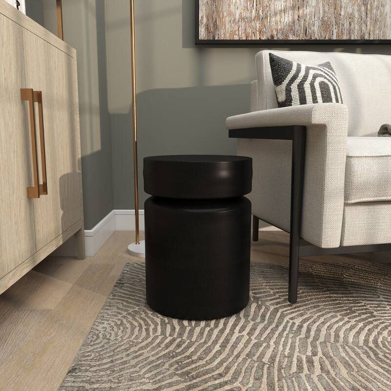 Black Metal Drum Accent Table