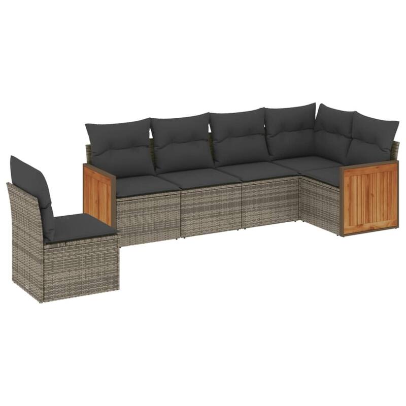 vidaXL Patio Sofa Set with Cushions Outdoor Conversation Furniture Poly Rattan