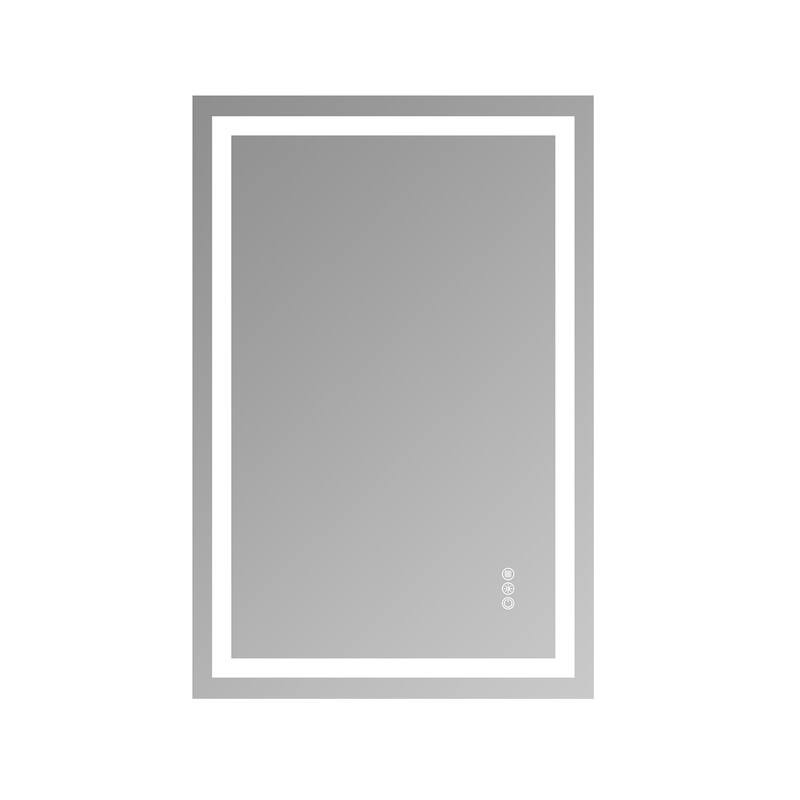 Topcraft Frameless Tempered Glass Mirror with Dual LED Strip Lighting