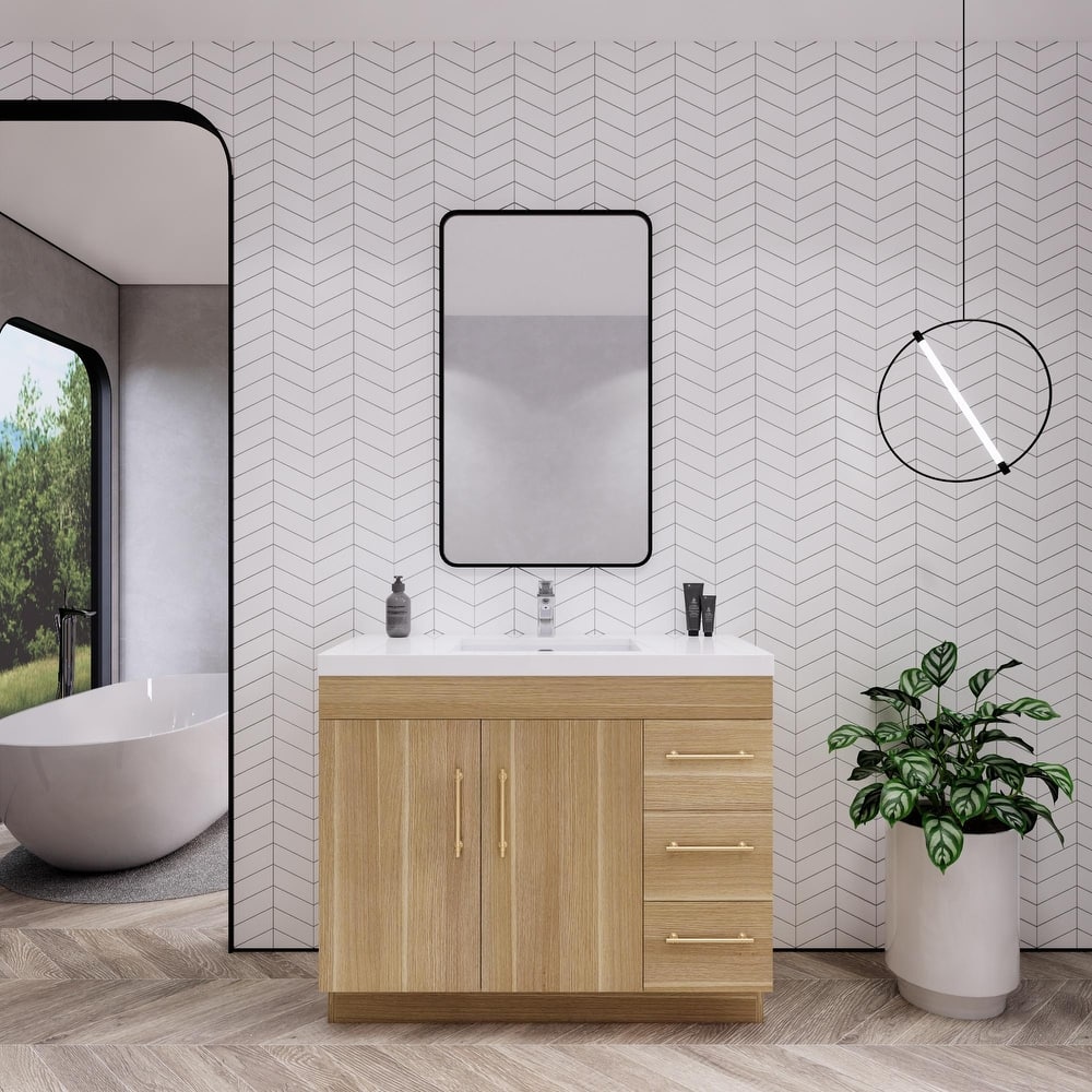 Eliza 42'' Freestanding Vanity (Right Drawers) with Single Sink