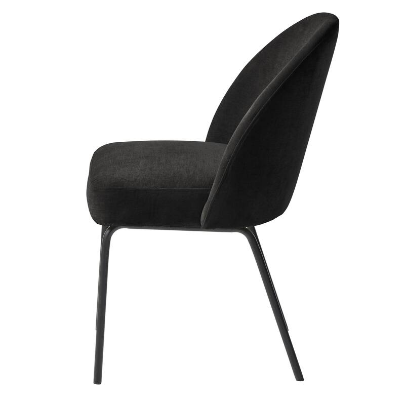 Rye Studio Chenille Chairs with Black Steel Legs, Set of 2