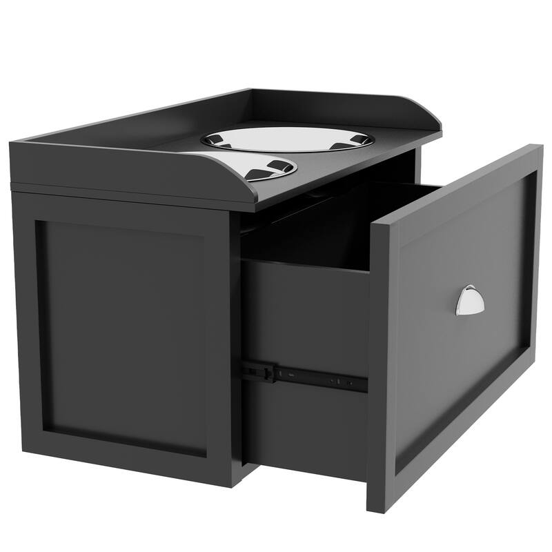 PawHut Dog Feeding Station with Storage Drawer, Removable Elevated Dog Bowls for Large Sized Dogs, Black