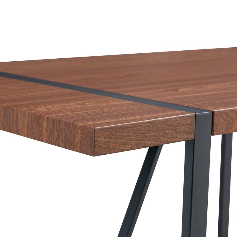 Roomfitters Industrial Dining Table for 4-6 with Light Grey Patterned MDF Top and Black Metal Frame