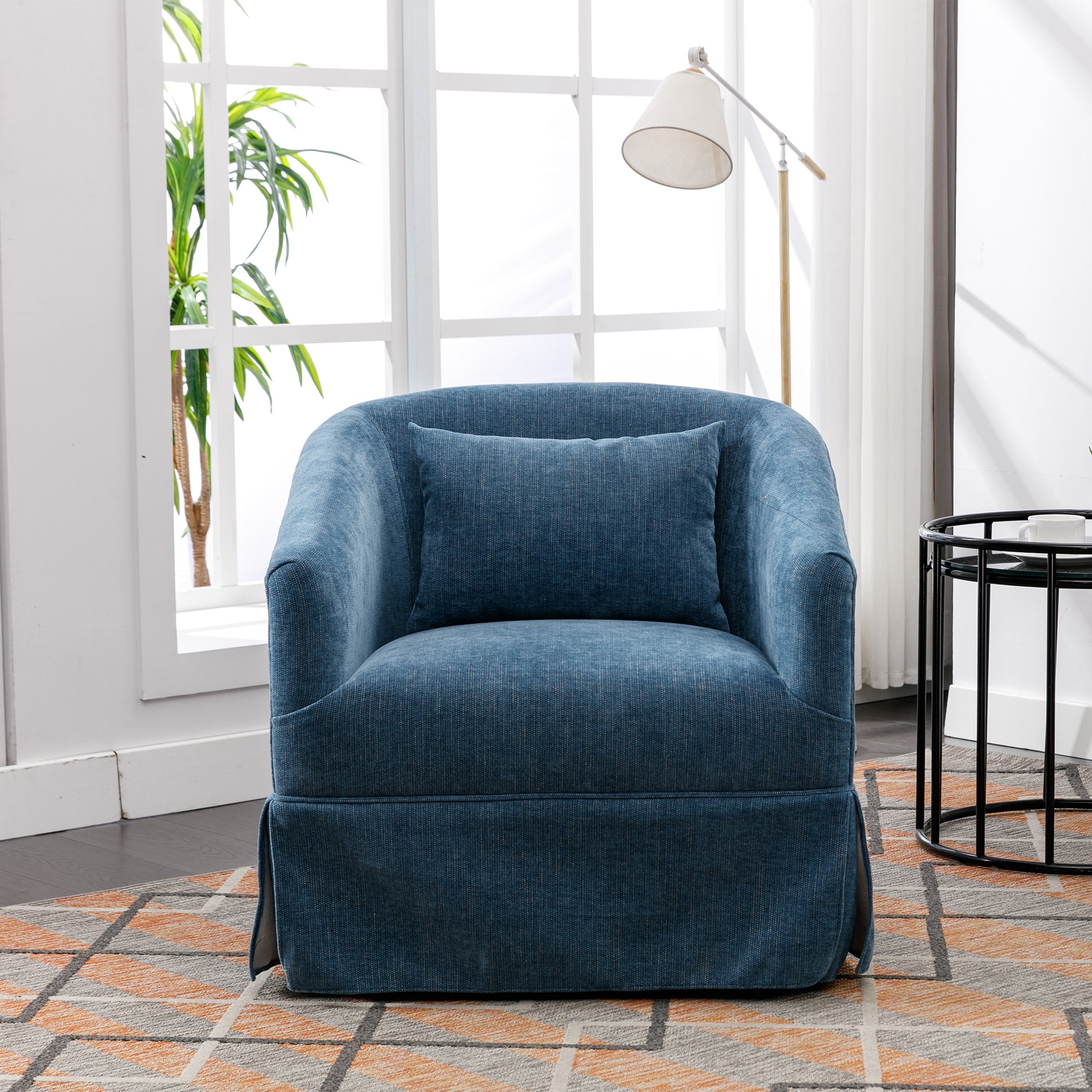 360 degree Swivel Accent Armchair Linen Blend Lounge Chairs Living