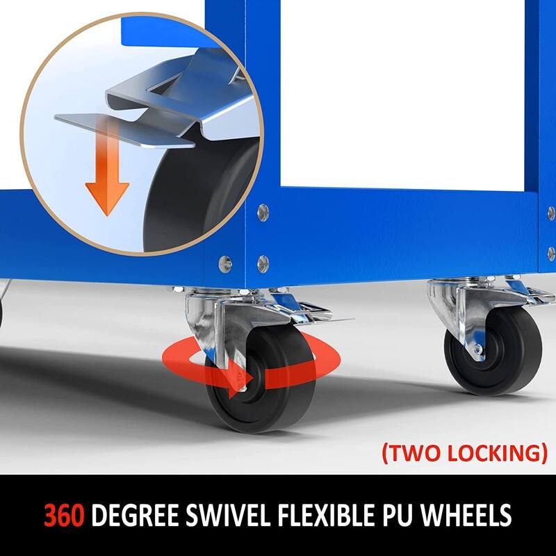 3-Tier Rolling Tool Cart on Wheels for Mechanics with Utility Drawer