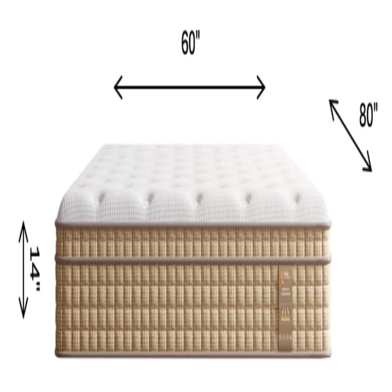 Roomfitters 14 Inch Queen/King Hybrid Mattress, Gel Memory Foam & Pocket Spring Bed for Pressure Relief, Beige+White