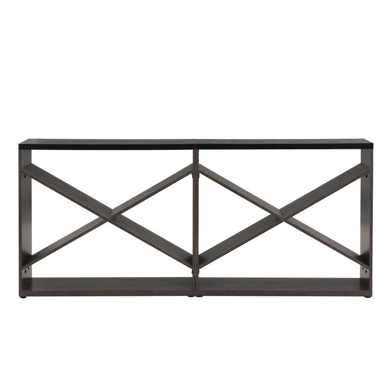 70.87" Entryway Sofa Table, X Shaped Detachable Console Table with Storage, 2 PC Free Combination Living Room Side Table