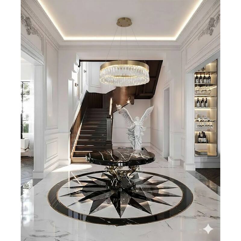 Gold LED Chandelier With Clear Crystal Accents