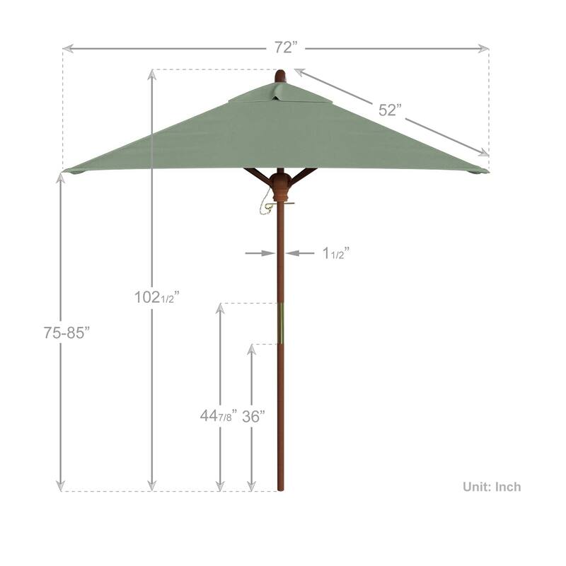 Port Lavaca 6ft Square, Sunbrella Fabric Wooden Patio Umbrella by Havenside Home, Base Not Included