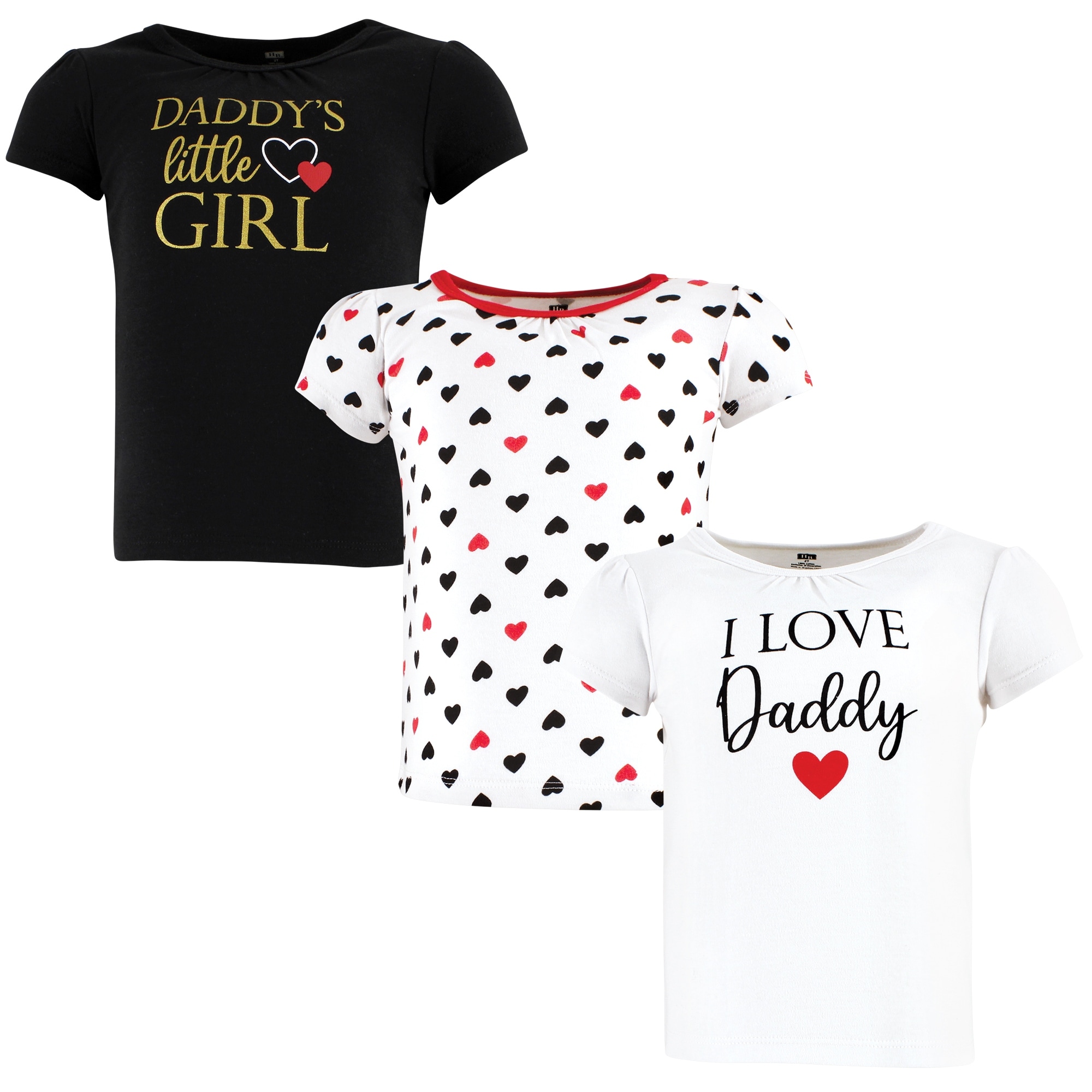 Hudson Baby Toddler Girl Short Sleeve T-Shirts, Girl Daddy Red Black